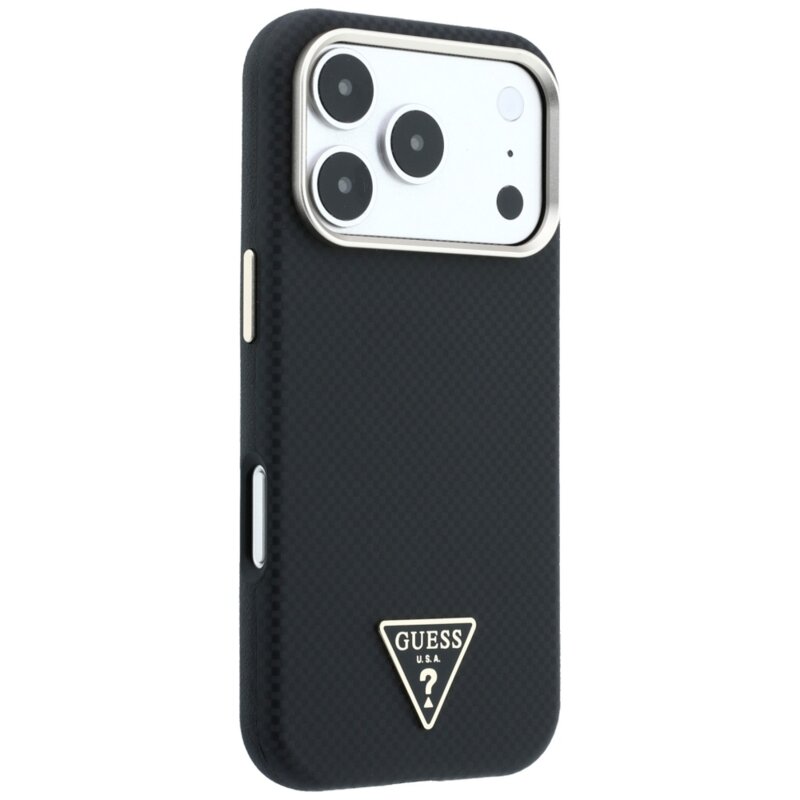 Husa originala Guess iPhone 17 Pro Kevlar Triangle Logo MagSafe, negru, GUHMP18L6PWKSGTK