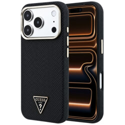 Husa originala Guess iPhone 17 Pro Max Kevlar Triangle Logo MagSafe, negru, GUHMP18X6PWKSGTK