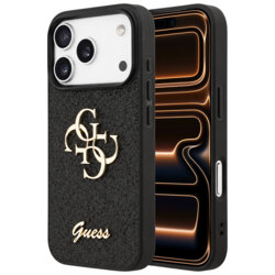 Husa Guess Fixed Glitter Big 4G iPhone 17 Pro Max cu sclipici, negru, GUHCP18LHG4SGK