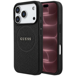 Husa iPhone 18 Pro Max Guess Grained Gold Ring MagSafe, negru, GUHMP18XPGHSMMK