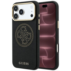 Husa iPhone 18 Pro Max Guess Leather Perforated 4G MagSafe, negru, GUHMP18X6PS4SRGK
