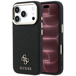 Husa Guess Saffiano Small 4G Classic MagSafe iPhone 18 Pro Max, negru, GUHMP18X6PSA4DMK