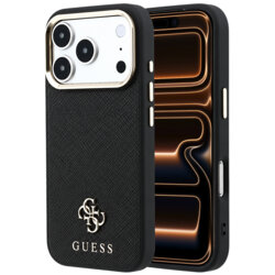 Husa Guess Saffiano Small 4G Classic MagSafe iPhone 17 Pro Max, negru, GUHMP18X6PSA4DMK