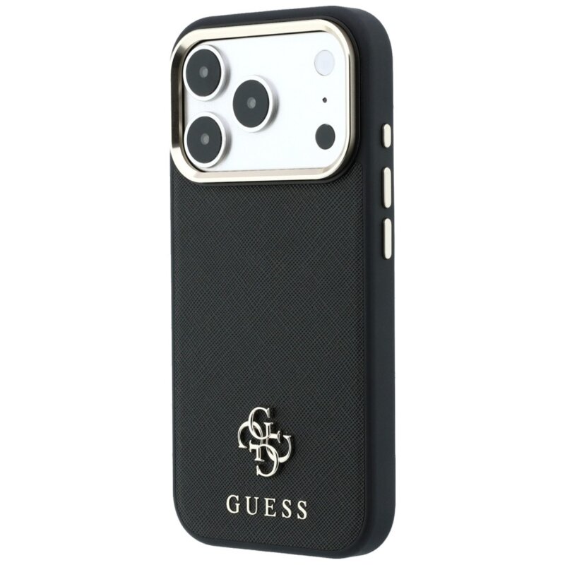 Husa Guess Saffiano Small 4G Classic MagSafe iPhone 17 Pro Max, negru, GUHMP18X6PSA4DMK