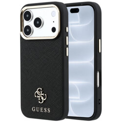 Husa Guess iPhone 18 Pro Saffiano Small 4G Classic MagSafe, negru, GUHMP18L6PSA4DMK