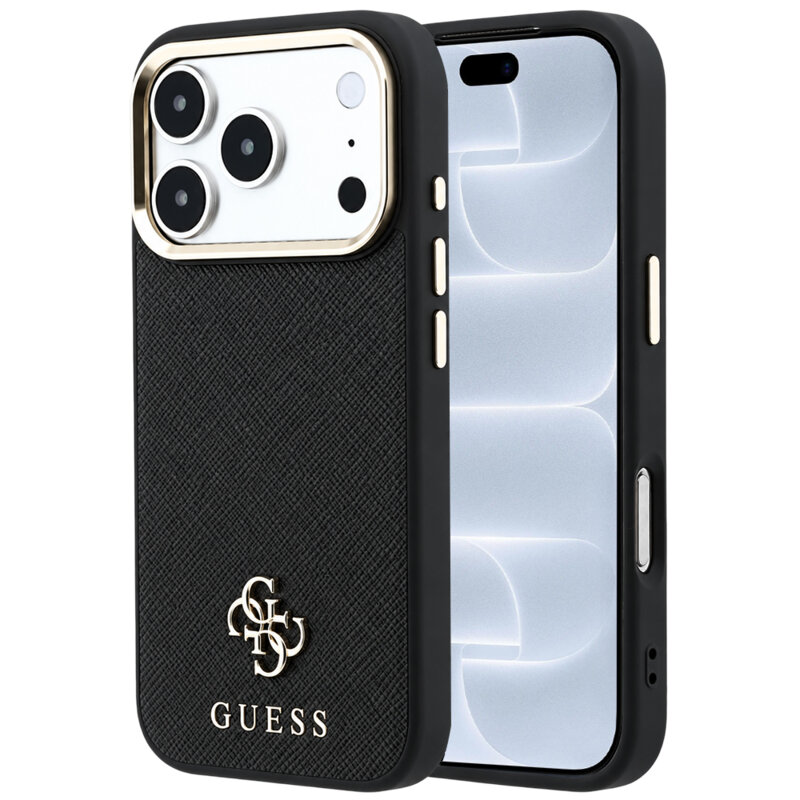 Husa Guess iPhone 18 Pro Saffiano Small 4G Classic MagSafe, negru, GUHMP18L6PSA4DMK