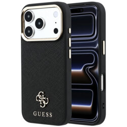 Husa Guess iPhone 17 Pro Saffiano Small 4G Classic MagSafe, negru, GUHMP18L6PSA4DMK