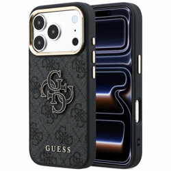 Husa originala Guess iPhone 17 Pro Hardcase 4G Big Resin Logo, negru, GUHCP18L6P4SRMLK