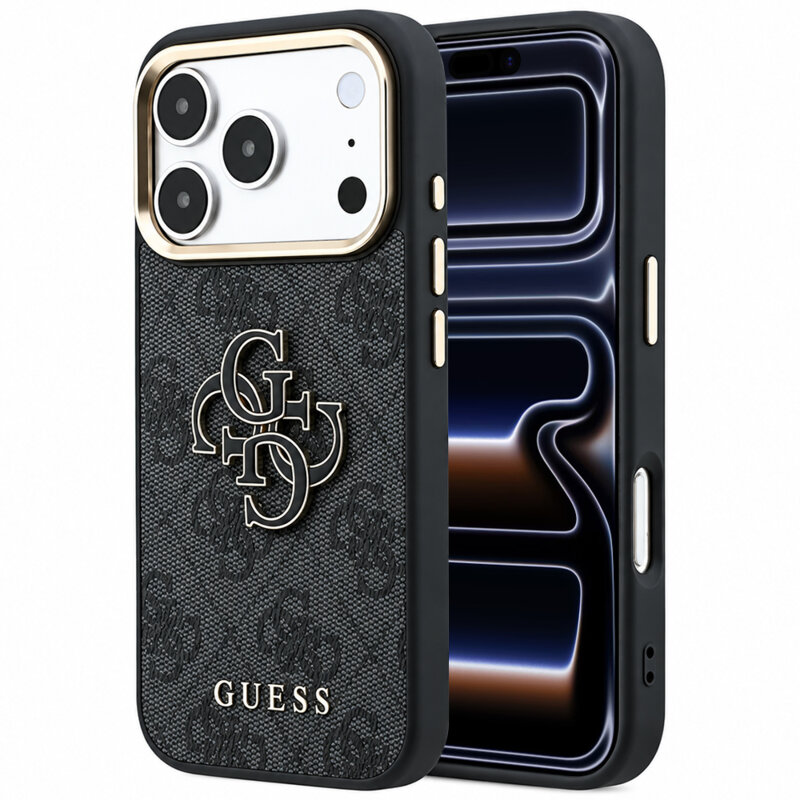 Husa originala Guess iPhone 17 Pro Hardcase 4G Big Resin Logo, negru, GUHCP18L6P4SRMLK