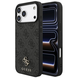 Husa iPhone 17 Pro Guess 4G Small and Classic Logo MagSafe, negru, GUHMP18LP4SM4MK