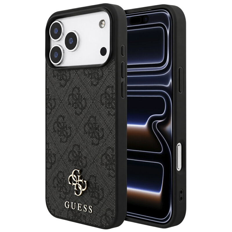 Husa iPhone 17 Pro Guess 4G Small and Classic Logo MagSafe, negru, GUHMP18LP4SM4MK