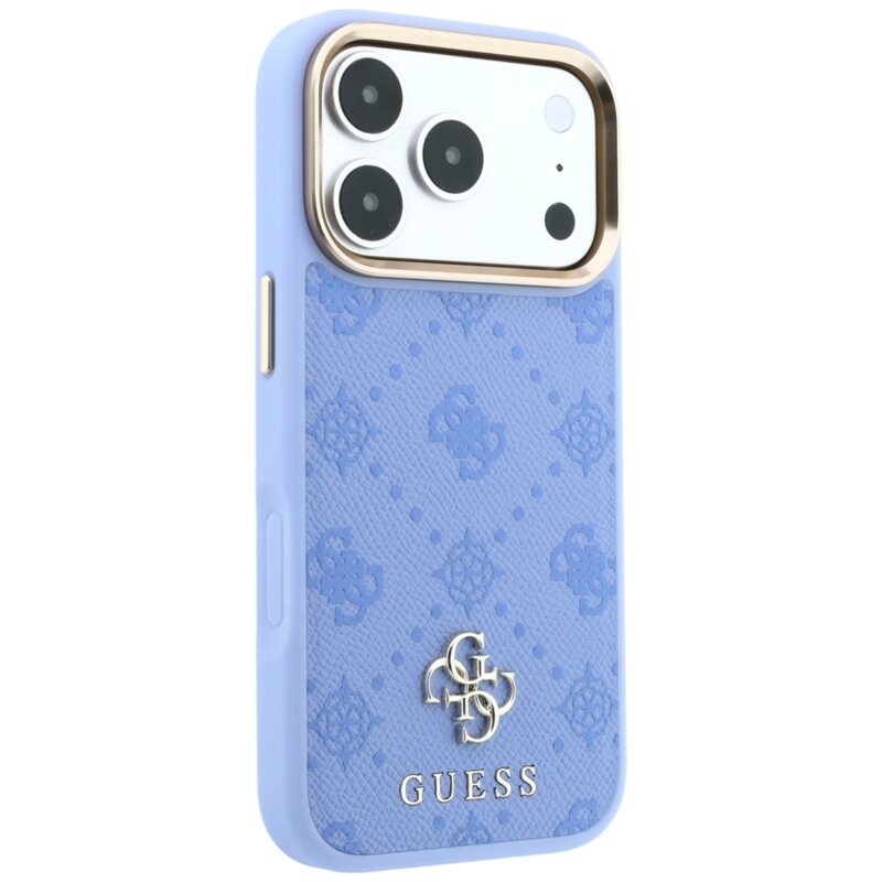 Husa iPhone 18 Pro Guess Peony 4G Small Logo MagSafe, bleu, GUHMP18L6PGS4NPB