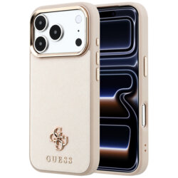 Husa Guess iPhone 17 Pro Saffiano Small 4G Classic MagSafe, bej, GUHMP18L6PSA4DME
