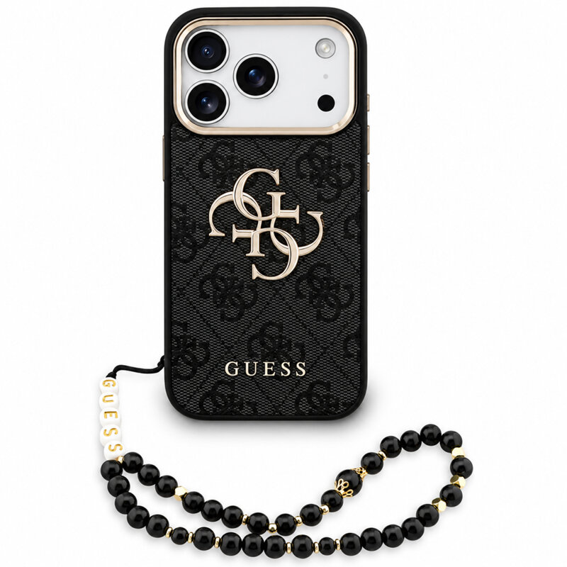 Husa originala Guess iPhone 17 Pro Hardcase 4G Classic Logo with Strap, negru, GUHCP18LP4GMGSCK
