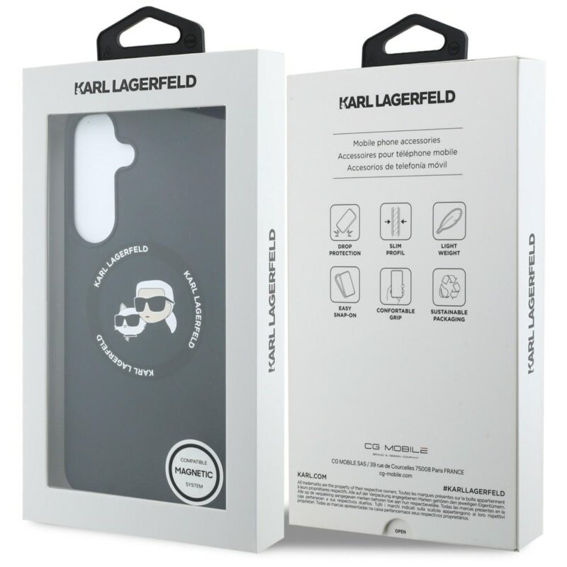 Husa Karl Lagerfeld Samsung Galaxy S26 FE Silicone KC Heads Magnetic, negru, KLHMS26FESKCHTCK