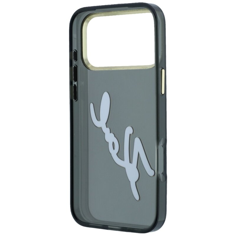 Husa iPhone 18 Pro Max Karl Lagerfeld IML Big Signature Resin Logo Metal Frame, negru, KLHCP18X6HCKSRK