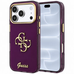 Husa Guess IML 4G Metal Script iPhone 18 Pro, bordo, GUHCP18L5HC4MLSU