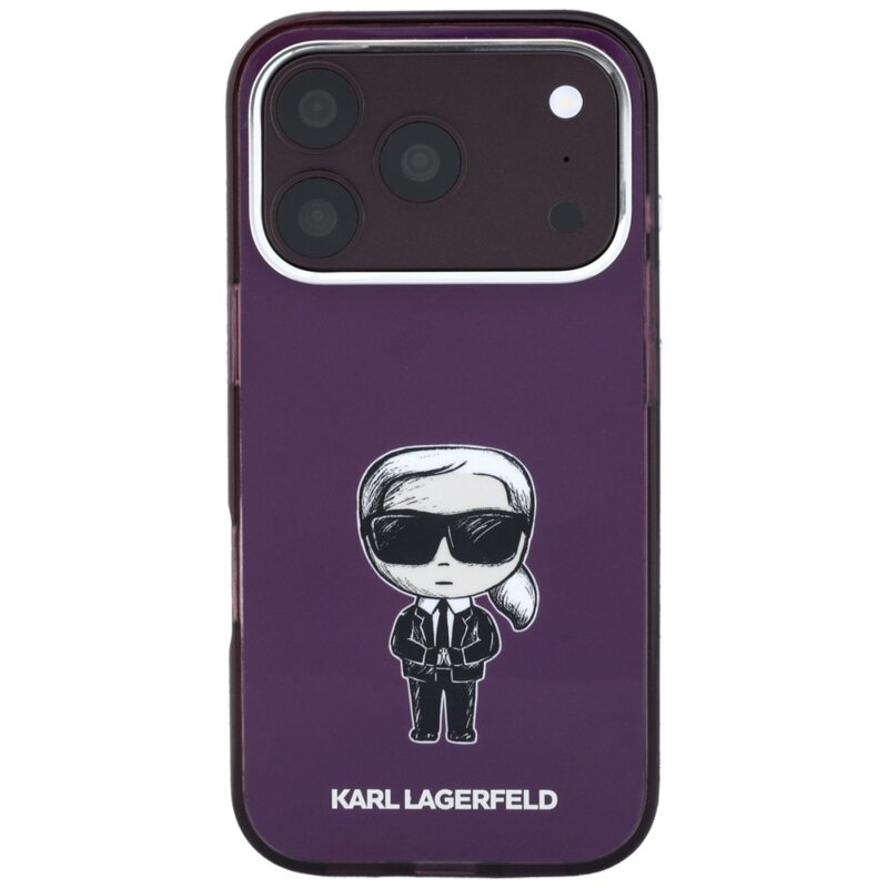 Husa iPhone 18 Pro Max Karl Lagerfeld IML Ikonik Sketch Print MagSafe, bordo, KLHMP18X6HKIKDR