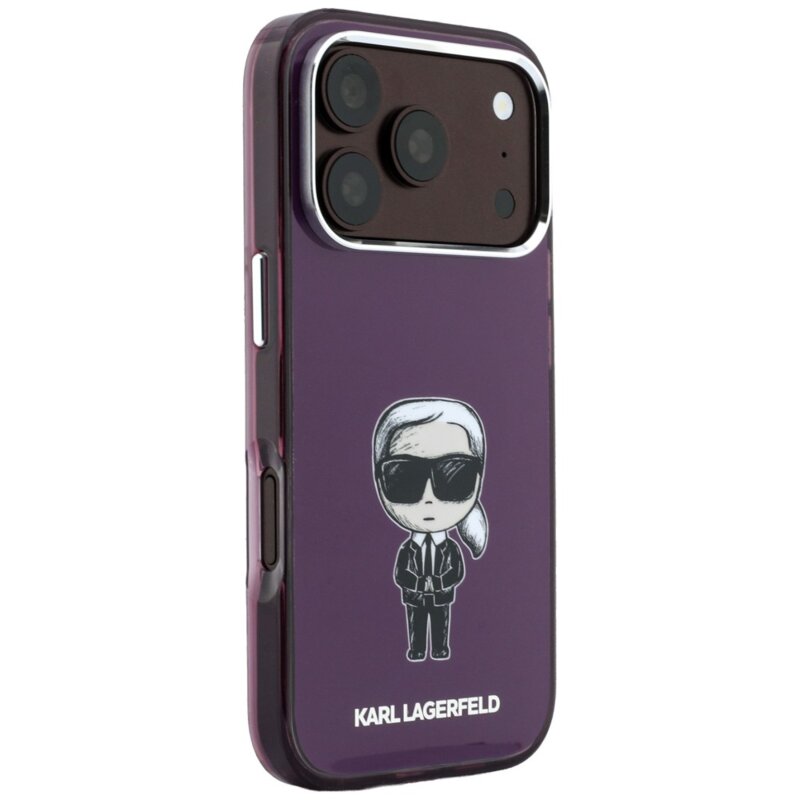 Husa iPhone 18 Pro Max Karl Lagerfeld IML Ikonik Sketch Print MagSafe, bordo, KLHMP18X6HKIKDR