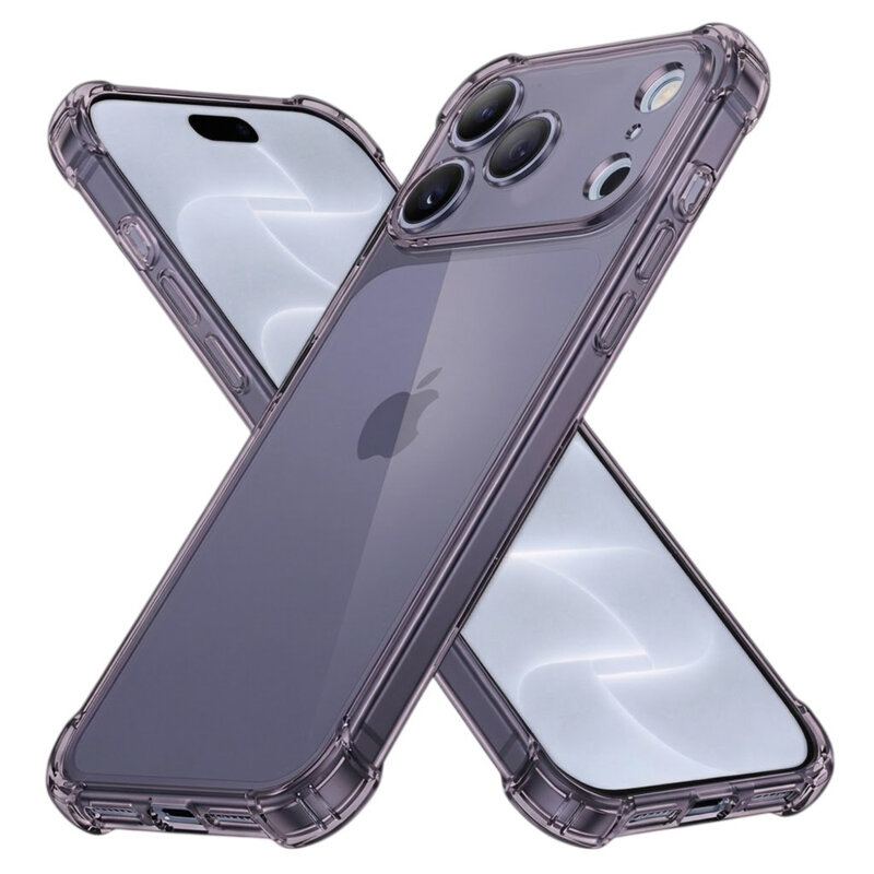 Husa iPhone 18 Pro Techsuit Shockproof Clear Silicone, fumuriu