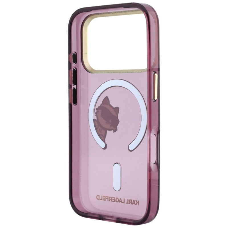 Husa iPhone 18 Pro Max Karl Lagerfeld IML Peekaboo Print Metal Frame MagSafe, bordo, KLHMP18X6HCPSCR