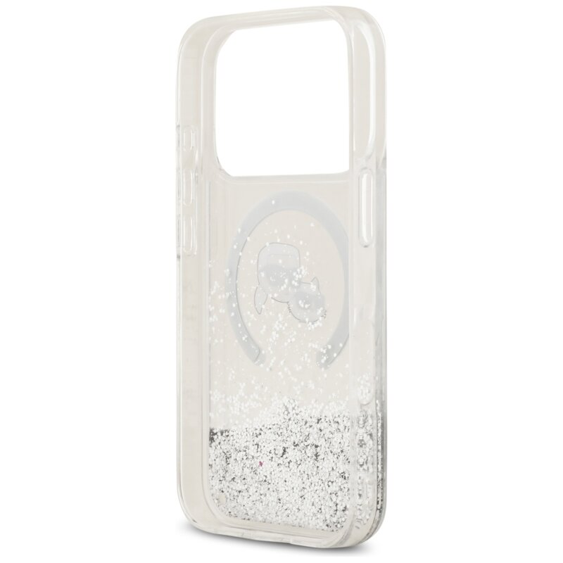 Husa Karl Lagerfeld iPhone 18 Pro Liquid Glitter KC Heads MagSafe, clear, KLHMP18LLGKCSGH