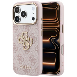 Husa iPhone 17 Pro Max Guess Leather 4G Big Strass Logo, roz, GUHCP18X6P4DSMLP