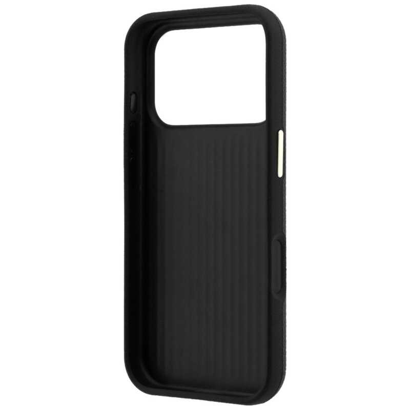 Husa originala Guess iPhone 18 Pro Max Grained Leather and Big Resin Logo, negru, GUHCP18X6PSS4RGK