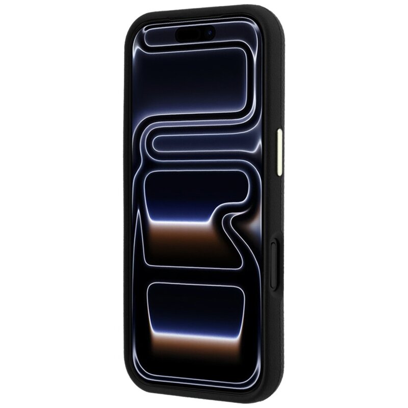 Husa originala Guess iPhone 18 Pro Grained Leather and Big Resin Logo, negru, GUHCP18L6PSS4RGK