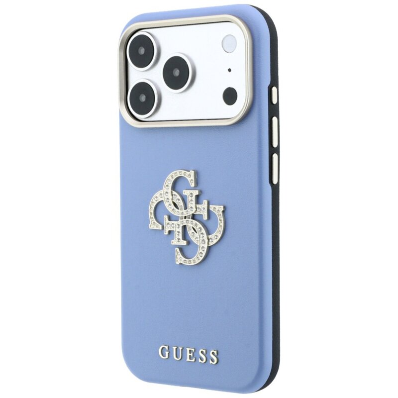 Husa iPhone 18 Pro Guess Smooth Big Strass Logo, bleu, GUHCP18L6PWGSPDB