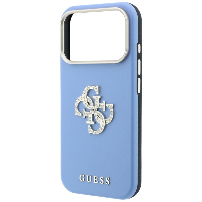 Husa iPhone 18 Pro Guess Smooth Big Strass Logo, bleu, GUHCP18L6PWGSPDB