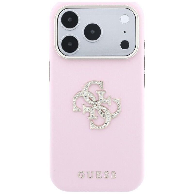 Husa iPhone 18 Pro Guess Smooth Big Strass Logo, roz, GUHCP18L6PWGSPDP