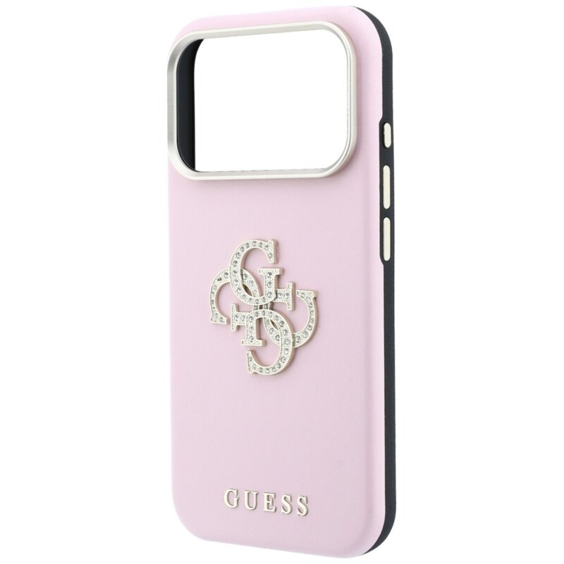 Husa iPhone 18 Pro Guess Smooth Big Strass Logo, roz, GUHCP18L6PWGSPDP