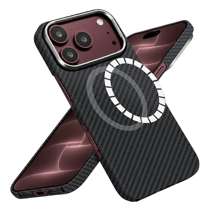 Husa iPhone 17 Pro Max Techsuit Aramid Fiber MagSafe, negru
