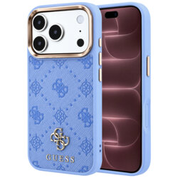 Husa iPhone 18 Pro Max Guess Peony 4G Small Logo MagSafe, bleu, GUHMP18X6PGS4NPB