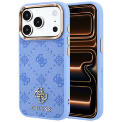 Husa iPhone 17 Pro Max Guess Peony 4G Small Logo MagSafe, bleu, GUHMP18X6PGS4NPB