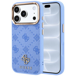 Husa iPhone 18 Pro Guess Peony 4G Small Logo MagSafe, bleu, GUHMP18L6PGS4NPB
