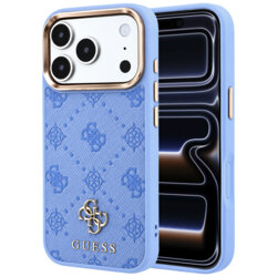 Husa iPhone 17 Pro Guess Peony 4G Small Logo MagSafe, bleu, GUHMP18L6PGS4NPB