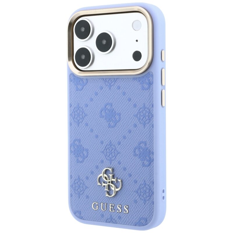 Husa iPhone 17 Pro Guess Peony 4G Small Logo MagSafe, bleu, GUHMP18L6PGS4NPB