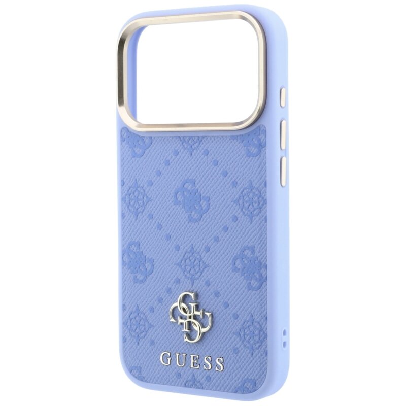 Husa iPhone 17 Pro Guess Peony 4G Small Logo MagSafe, bleu, GUHMP18L6PGS4NPB