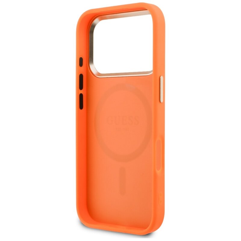 Husa iPhone 18 Pro Guess Leather Perforated 4G MagSafe, oranj, GUHMP18L5PG4SRGO