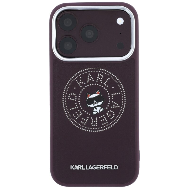 Husa iPhone 18 Pro Max Karl Lagerfeld Leather Point and C Sketch MagSafe, bordo, KLHMP18X6PCCPRR