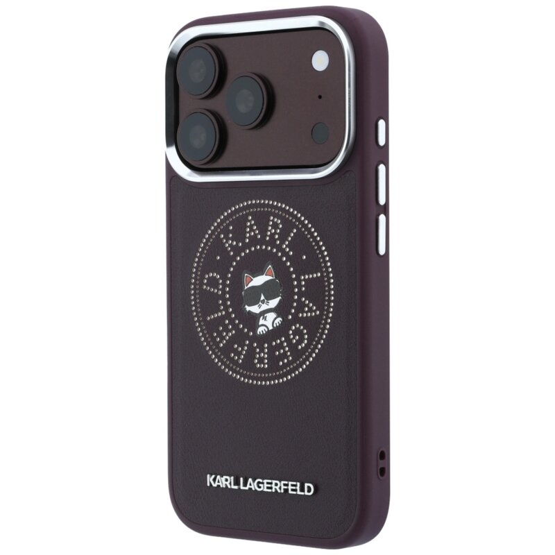 Husa iPhone 18 Pro Max Karl Lagerfeld Leather Point and C Sketch MagSafe, bordo, KLHMP18X6PCCPRR