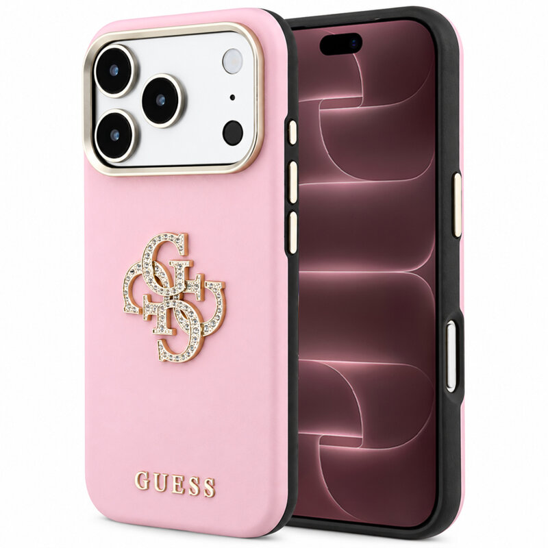 Husa iPhone 18 Pro Max Guess Smooth Big Strass Logo, roz, GUHCP18X6PWGSPDP