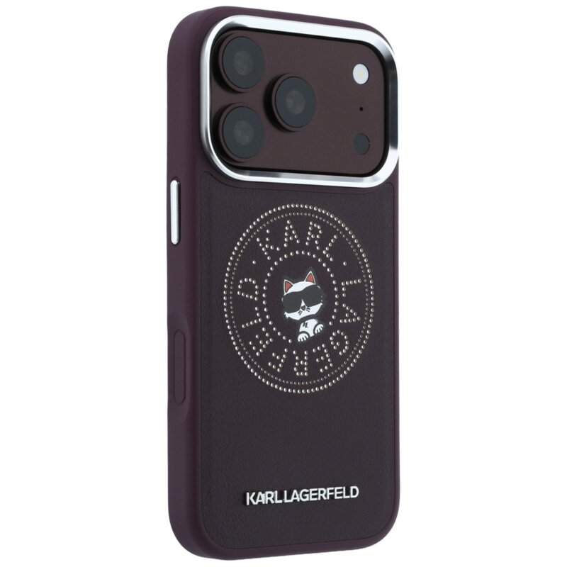 Husa iPhone 18 Pro Karl Lagerfeld Leather Point and C Sketch MagSafe, bordo, KLHMP18L6PCCPRR