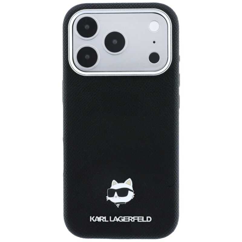 Husa iPhone 18 Pro Max Karl Lagerfeld Grained Leather C Head Metal MagSafe, negru, KLHMP18X6PSCHLK