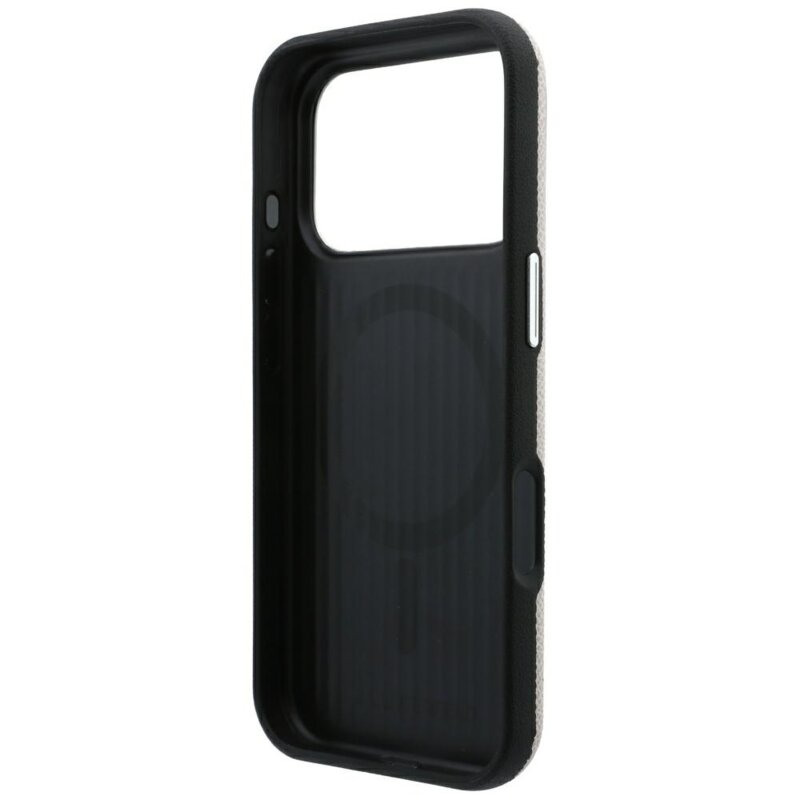 Husa iPhone 18 Pro Karl Lagerfeld Grained Leather Embossed Ring MagSafe, bej, KLHMP18L6PWBKECE