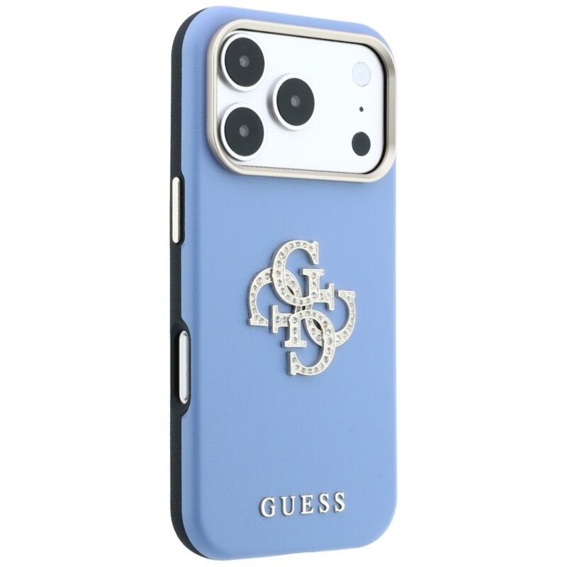 Husa iPhone 17 Pro Guess Smooth Big Strass Logo, bleu, GUHCP18L6PWGSPDB