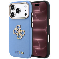Husa iPhone 18 Pro Max Guess Smooth Big Strass Logo, bleu, GUHCP18X6PWGSPDB