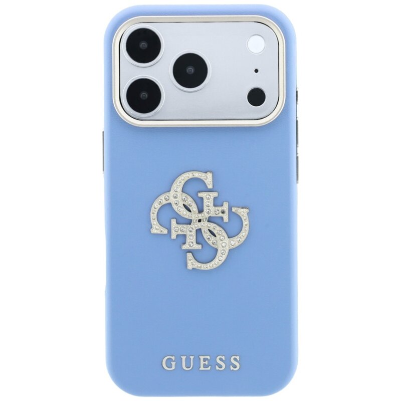 Husa iPhone 17 Pro Max Guess Smooth Big Strass Logo, bleu, GUHCP18X6PWGSPDB